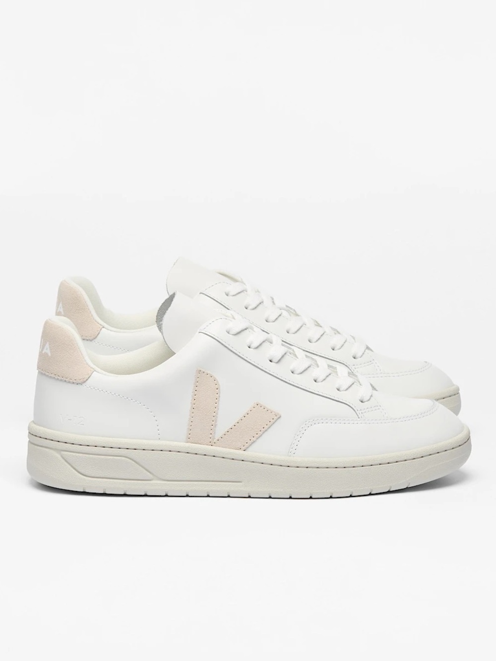 VEJA V-12 Leather Sneakers in White Sable Size 10